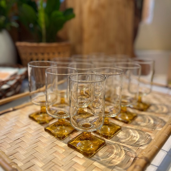 Set #1 S/6 vintage Federal Glass/Nordic Topaz glasses - Picture 2 of 7